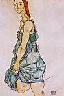 Standing Woman in a Green Skirt by Egon Schiele